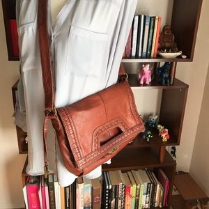 Lucky brand cognac brown fold over cross body